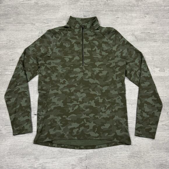 Lululemon Surge Warm 1/2 Zip Jacquard Pullover Size Medium Green Camo LM3CGCS - Picture 1 of 13
